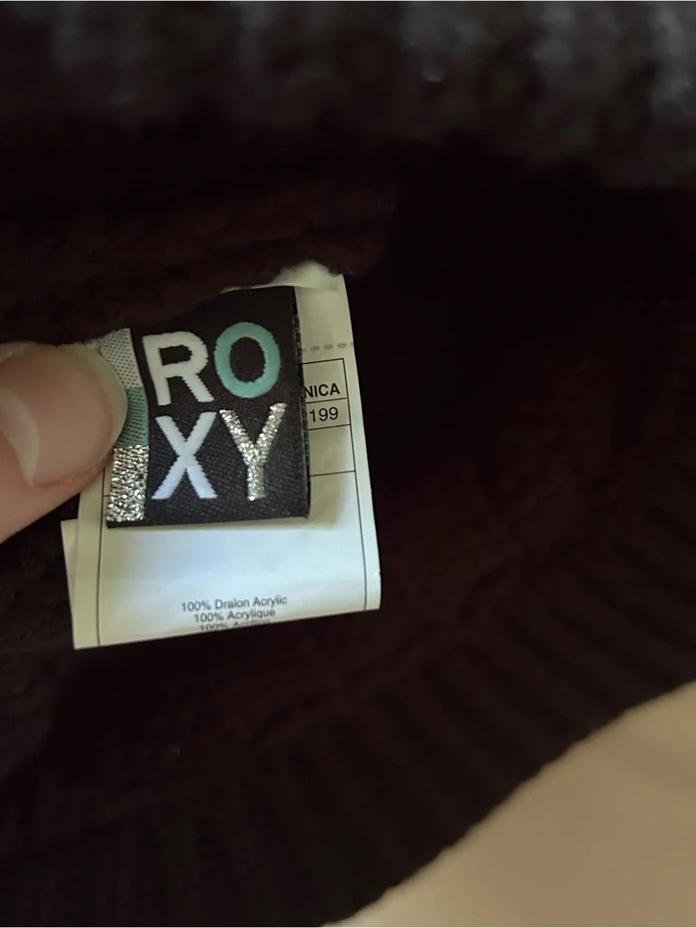 roxy y2k black cable knit beanie cap hat